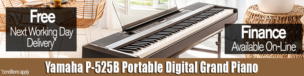 Yamaha P-525B digital portable piano with next day delivery and finance available on-line