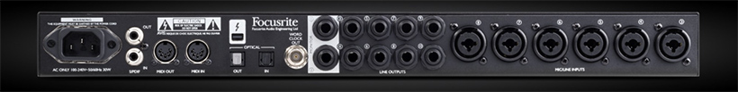 Focusrite Clarett 8Pre rear panel close-up