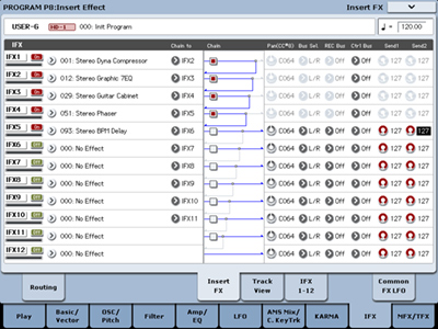 Korg Kronos 2 Insert Effects Screen Shot