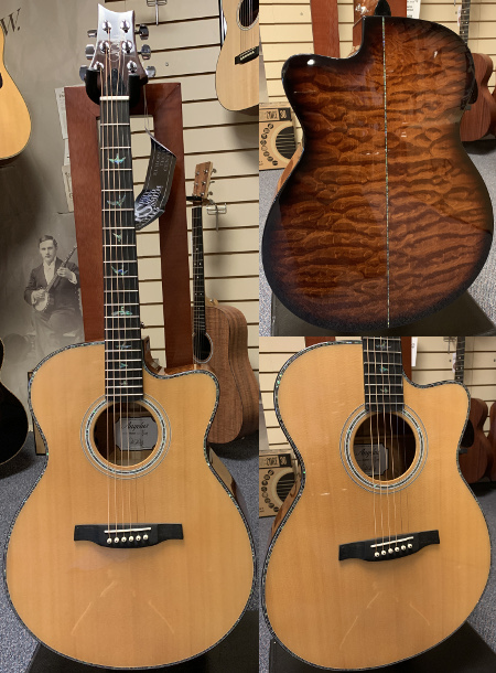 PRS SE A55E Angelus Black Gold Electro Acoustic Guitar B Stock