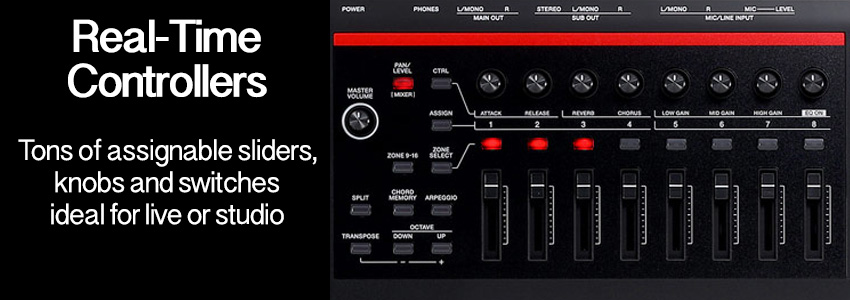 Roland Fantom-06 offers a range of hands on controllers