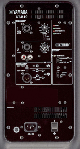 Yamaha DBR10 multiple Input channels on the rear panel