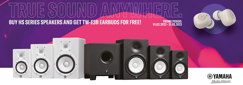 Limited time offer - free wireless earbuds with a pair of HS7 monitors or HS8S subwoofer